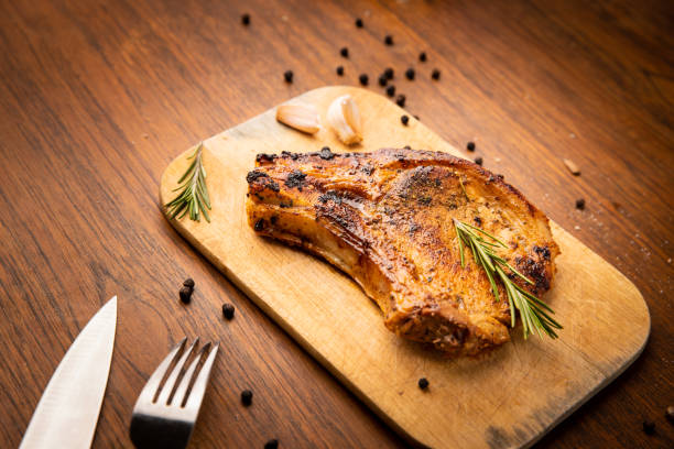 istock Grilled pork chop with spices 1218398081