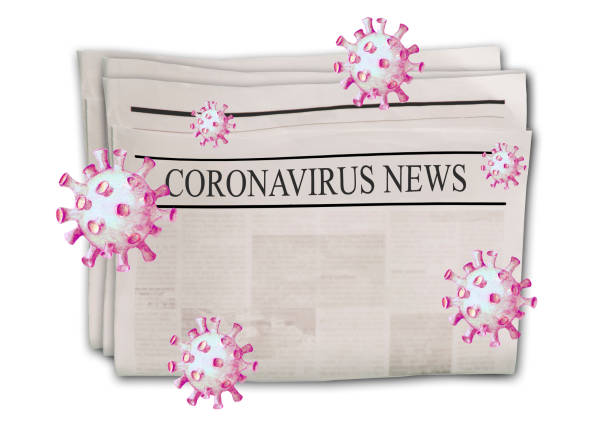 istock Coronavirus Covid-19 news. Newspapers with headline with flying virus isolated on white 1218400990