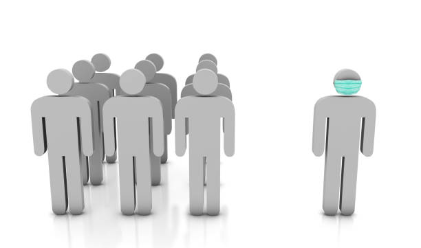 istock Keep Your Distance, Medical Mask on Stick People 1218401201