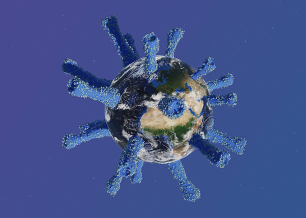 istock The planet Earth transform to coronavirus on isolated background. 3d illustration for corona virus or COVID-19 attack the world. Illustration concept 1218401807