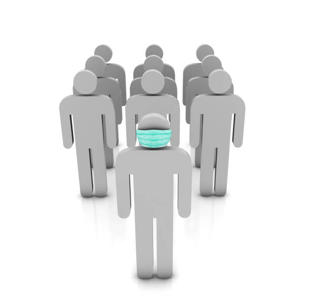 istock Keep Your Distance, Medical Mask on Stick People 1218401849