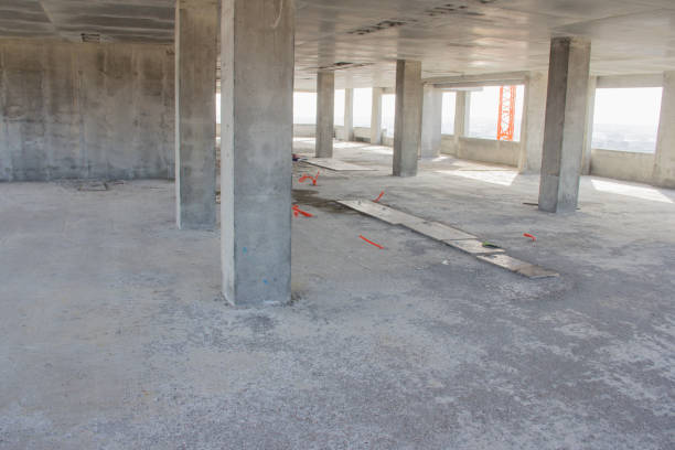 istock Concrete structure construction site. The base of the building 1218404781
