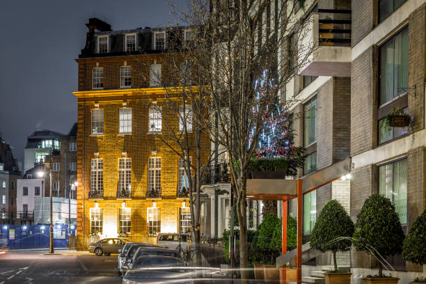 Mayfair in Christmas evening, London, UK