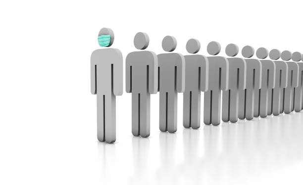 istock Keep Your Distance, Medical Mask on Stick People 1218408331
