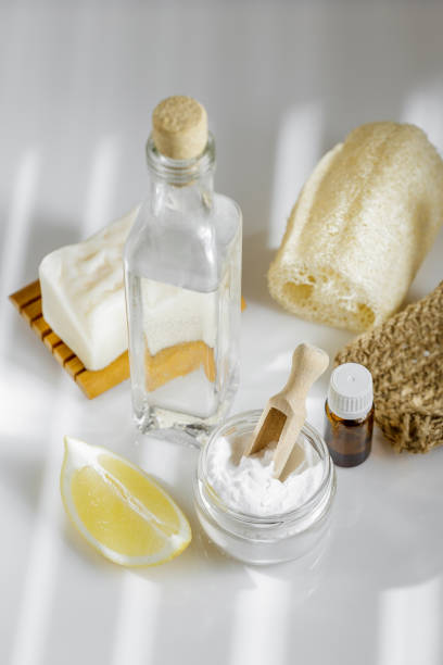 istock Natural ingredients for home cleaning on white 1218414728