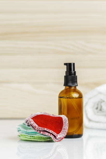 istock Reusable Pads and bottle of cleanser or toner 1218414805