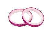 Sliced red onion rings isolated