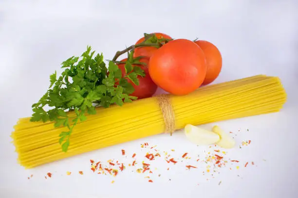 Spaghetti.Ingredients for pasta.