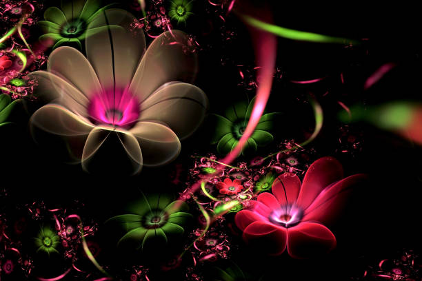 istock abstract fractal 3d flowers on a dark background. Multi-colored fractal image 1218417675
