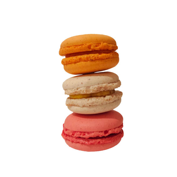 istock Set of colorful macaroons on white background. Isolated macaroons collection on white background 1218417715