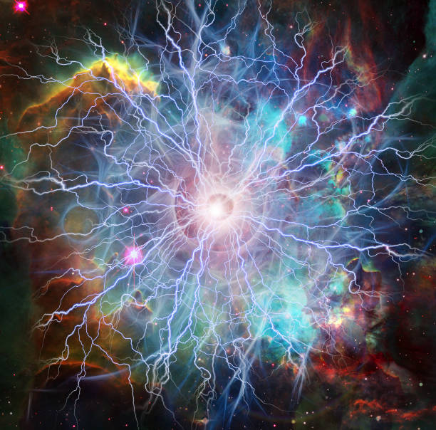 Big bang Big bang. Lightnings burst in vivid space human eye nebula star space stock pictures, royalty-free photos & images