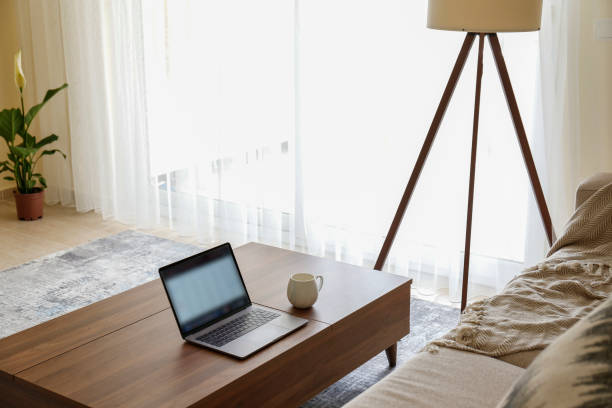 istock Conceptual image with improvised home office for working from home. 1218422801