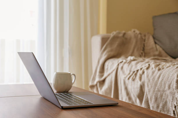 istock Conceptual image with improvised home office for working from home. 1218423854