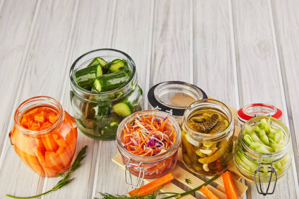 istock Fermented preserved vegetarian food concept. 1218426555