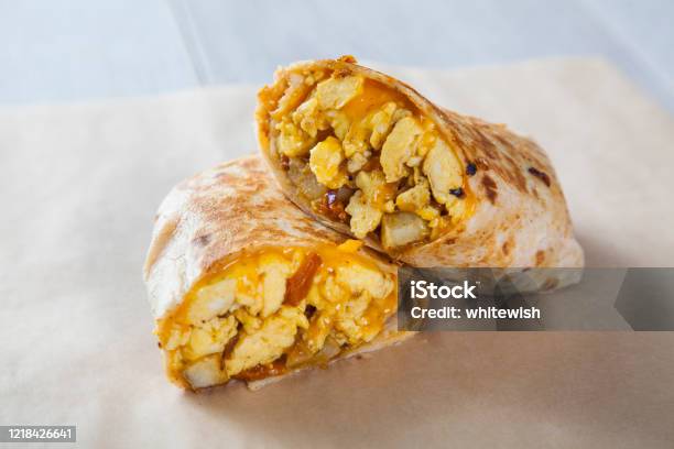 Breakfast Burrito Stock Photo - Download Image Now - Breakfast, Burrito, Wrap Sandwich