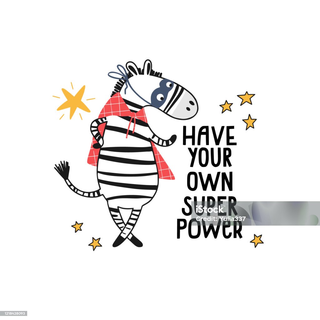 Cute Cartoon Zebra Hero And Text Stock Illustration - Download Image Now -  Zebra, Child, Animal - iStock