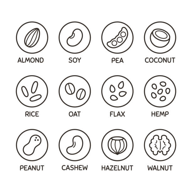 ilustrações de stock, clip art, desenhos animados e ícones de plant based milk icon set - ervilha
