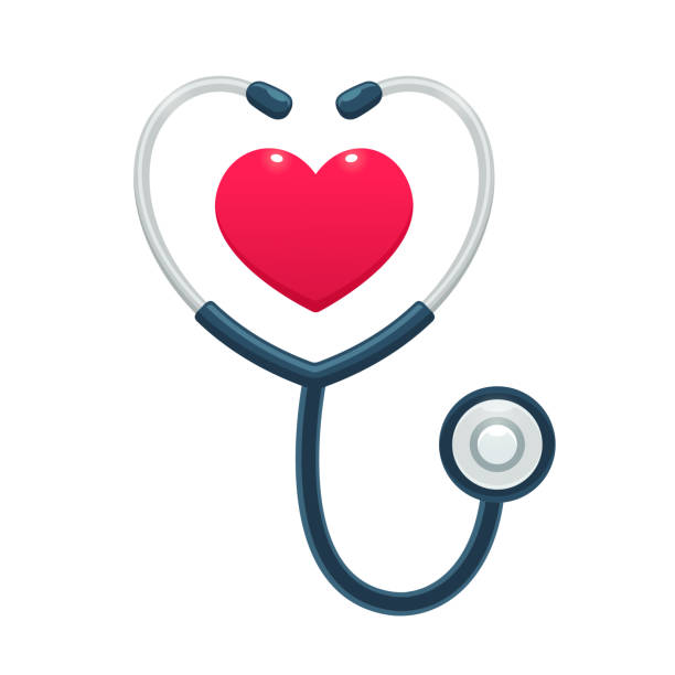 Stethoscope with heart Medical stethoscope with heart icon. Health care and medicine worker symbol, isolated vector illustration. nurse clipart stock illustrations