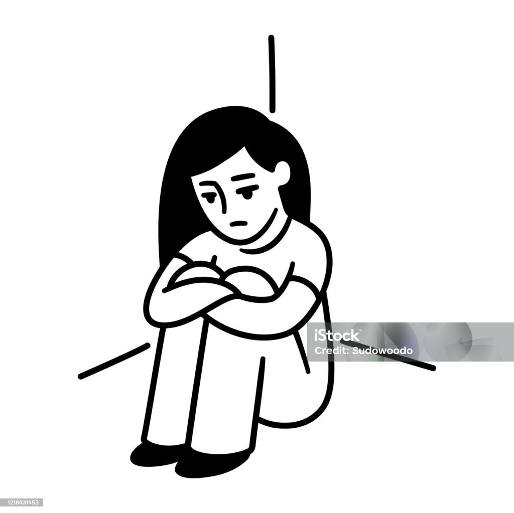 Depressed Teenage Girl Stock Illustration - Download Image Now ...