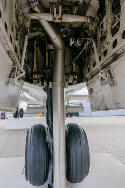 istock Front landing gear of an aeroplane 1218432455