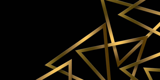 istock Abstract polygonal geometric banner with gold triangle shapes. Luxury dark with gold 1218435194