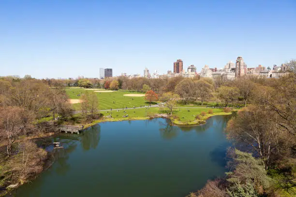 Photo of Partial view of one of Central Park's lakes on a Spring Thursday with patrons enjoying the sun