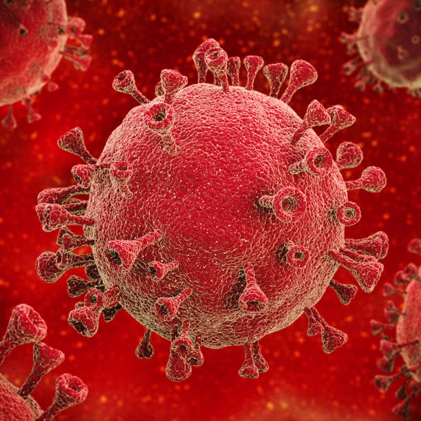 istock Abstract image of virus cells under a microscope in the blood. Coronavirus pandemic. 1218436548
