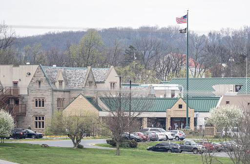 Berks County Prison, Berks County, Pennsylvania, April 12, 2020- Entrance of Berks County Prison: Gov. Wolf issued an executive order to release inmates to help prevent the spread of Coronavirus