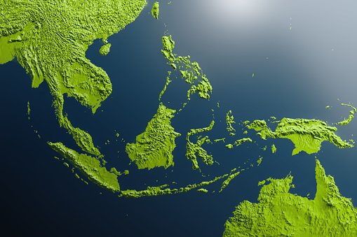 Vista satelital de los países del Pacífico photo