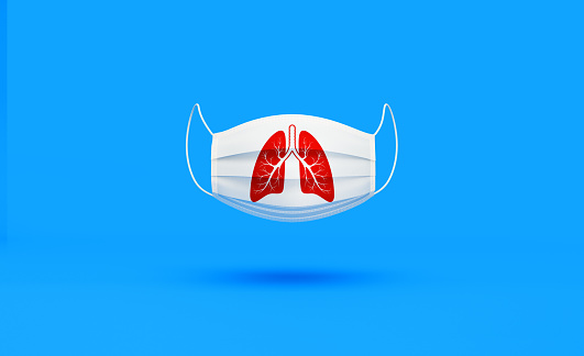 Human lungs respiratory anatomy with virus. 3d illustration