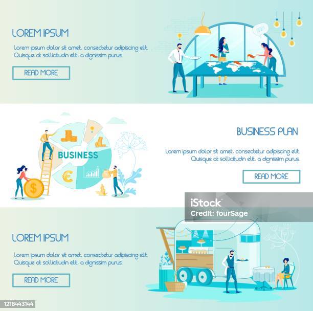 Strategy Header Business Start Plan Strategy Header Banner Set Stock Illustration ...