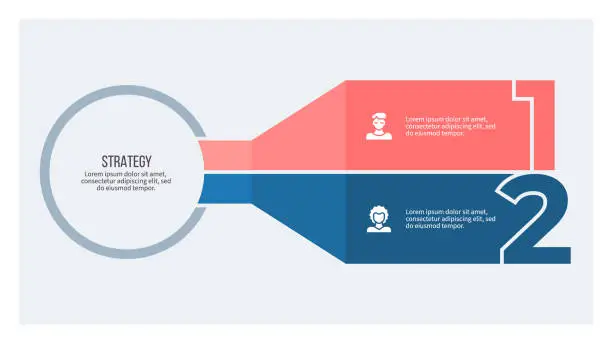 Vector illustration of Business infographics. Chart with 2 steps, options, sections. Vector template.