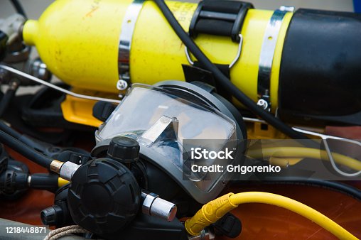 istock Full set of scuba diving equipment 1218448871