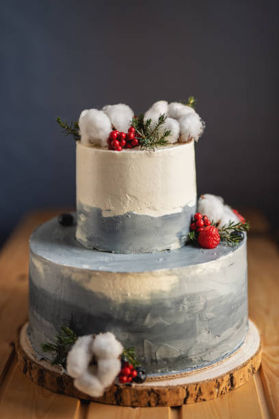 istock grey winter  wedding birthday cake 1218453085