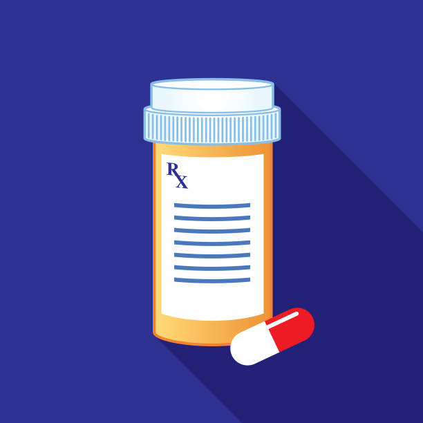 ikona aplikacji prescription bottle and pill - pill bottle nutritional supplement pill medicine stock illustrations