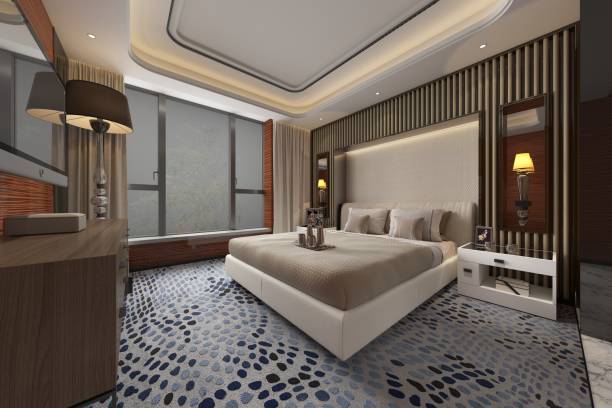 istock 3D Render of bedroom in luxury hotel 1218464604