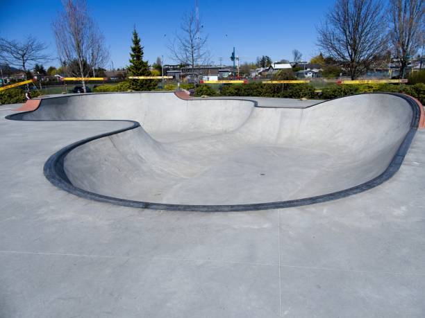 istock Skateboarding rink in Sidney boarded up 1218468660