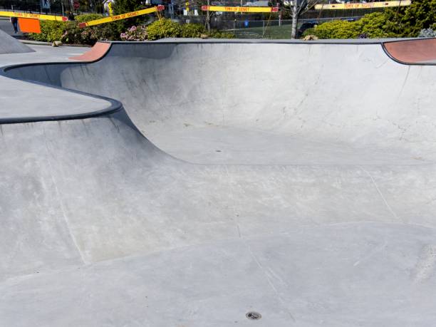 istock Skateboarding rink in Sidney boarded up 1218468667