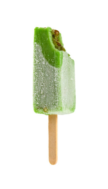 istock green bean popsicle with some bites on a white background 1218468809