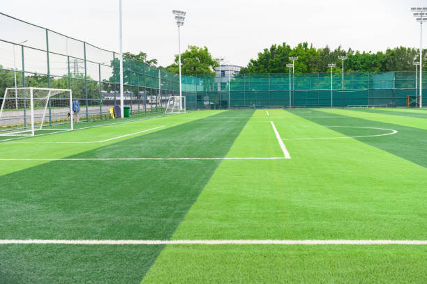 istock soccer goals on a grass soccer field 1218469543