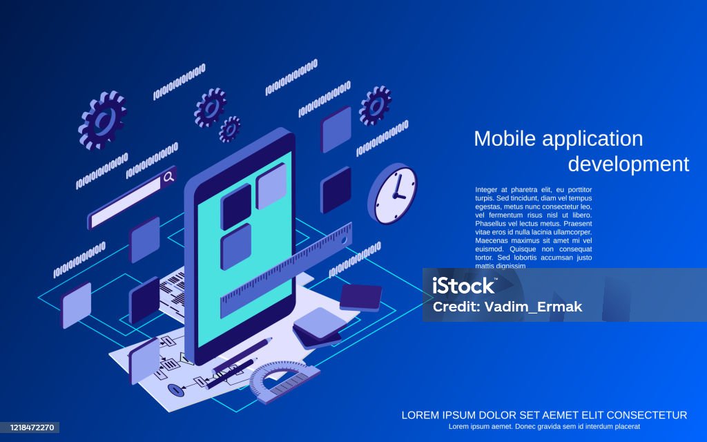 Mobile Application Development Graphics Mobile Application Development Vector Concept Stock Illustration ...