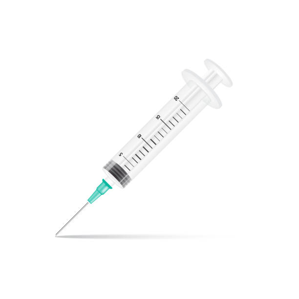 medyczna strzykawka do szczepionek. makieta w górę. wektor - laboratory science healthcare and medicine centrifuge stock illustrations
