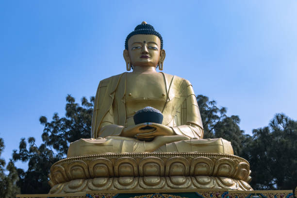 istock Golden statue of Buddha at Buddha Park 1218486252