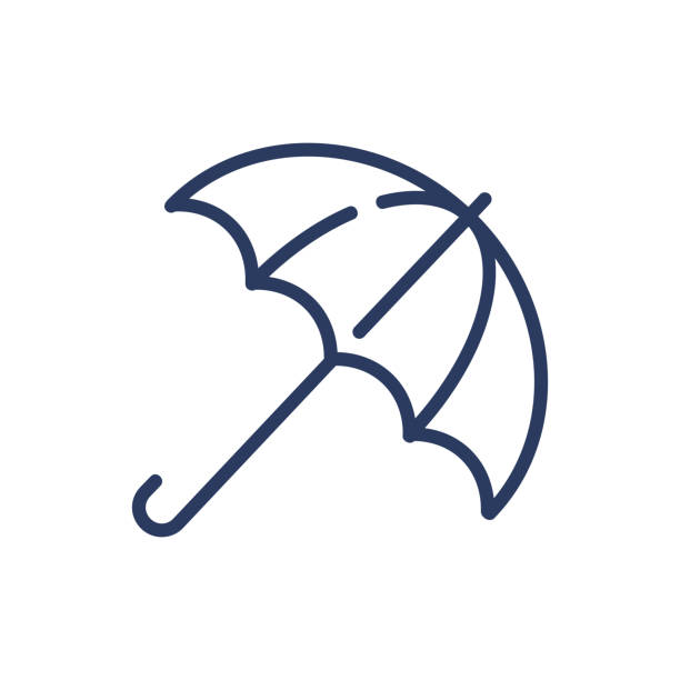 illustrations, cliparts, dessins animés et icônes de parapluie contour icône de ligne mince - parapluie