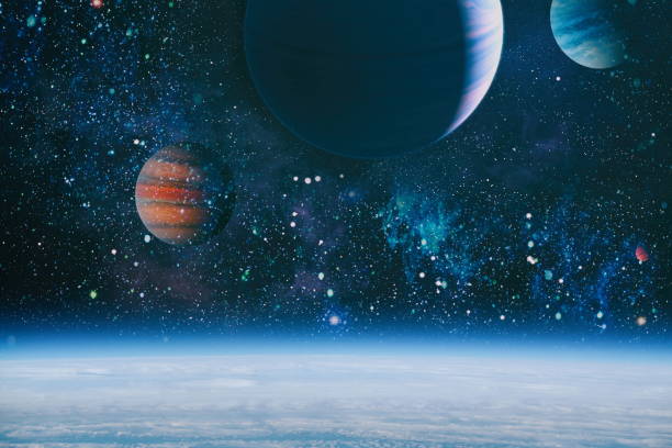 istock Galaxy and Planet - Elements of this Image Furnished by NASA 1218489864