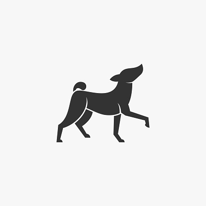 Vector Illustration Dog Pose Silhouette Style.
