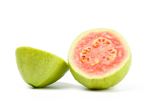 istock Fresh red guava isolated on white background. 1218490632