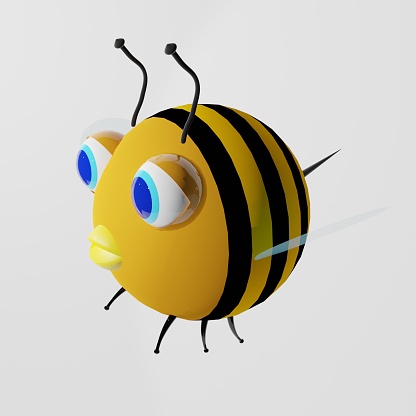 3D bee flying on white background