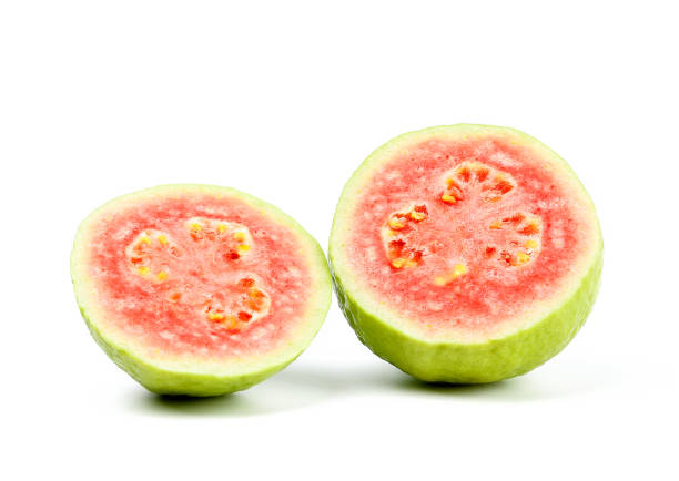 istock Fresh red guava isolated on white background. 1218490819