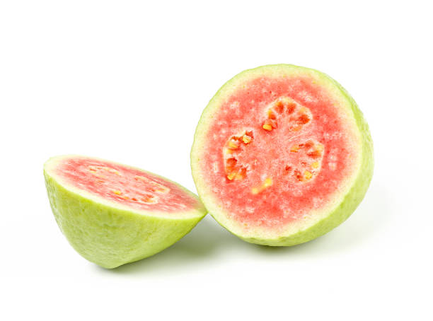 istock Fresh red guava isolated on white background. 1218491462